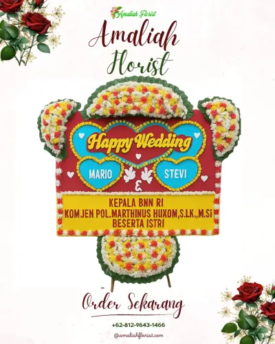 Karangan Papan Bunga Pernikahan di Cimara